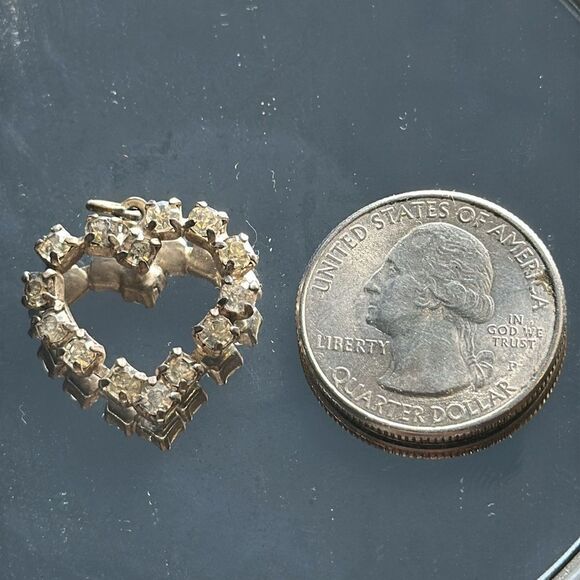 Two vintage rhinestone heart pendants - Picture 2 of 4